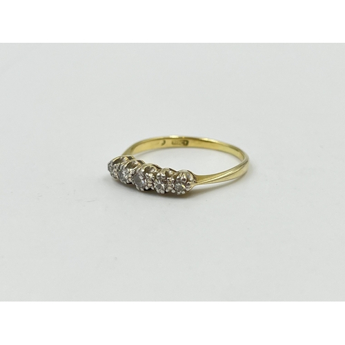 2057 - An 18ct gold diamond five stone ring, size P½ - approx. gross weight 2.25g