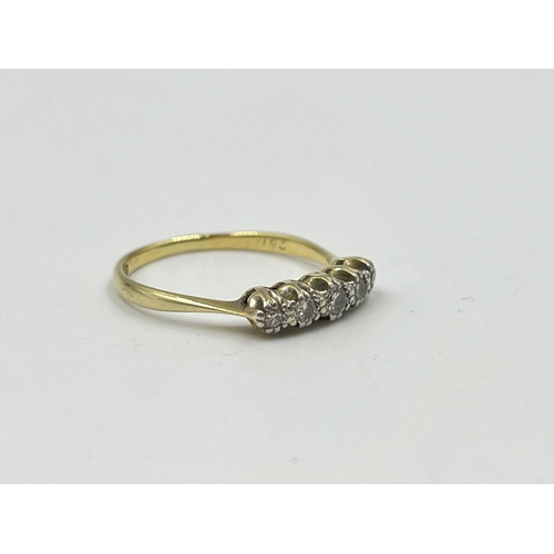 2057 - An 18ct gold diamond five stone ring, size P½ - approx. gross weight 2.25g