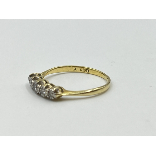 2057 - An 18ct gold diamond five stone ring, size P½ - approx. gross weight 2.25g