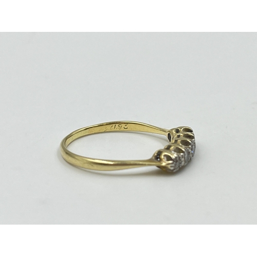 2057 - An 18ct gold diamond five stone ring, size P½ - approx. gross weight 2.25g