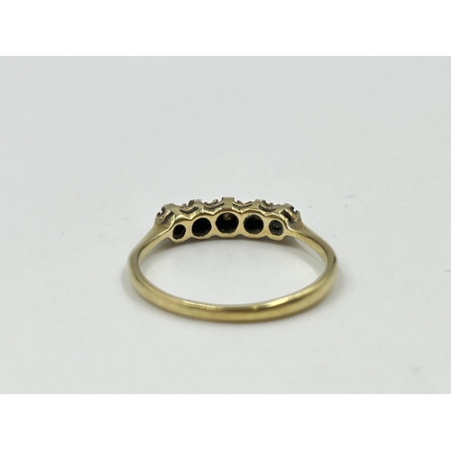 2057 - An 18ct gold diamond five stone ring, size P½ - approx. gross weight 2.25g