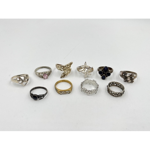 2068 - Ten dress rings to include seven stamped .925 silver