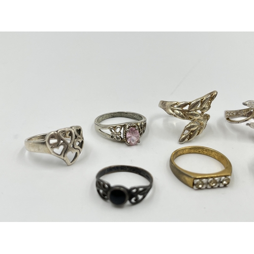 2068 - Ten dress rings to include seven stamped .925 silver