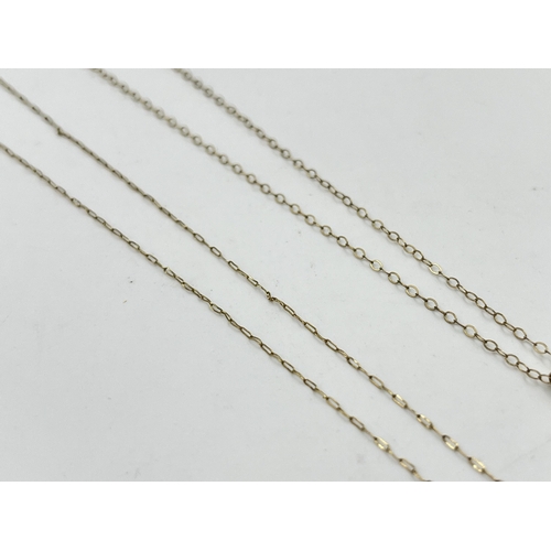 2078 - Two 9ct gold pendant necklaces, one sapphire and CZ and one CZ set dolphin - approx. gross weight 2.... 