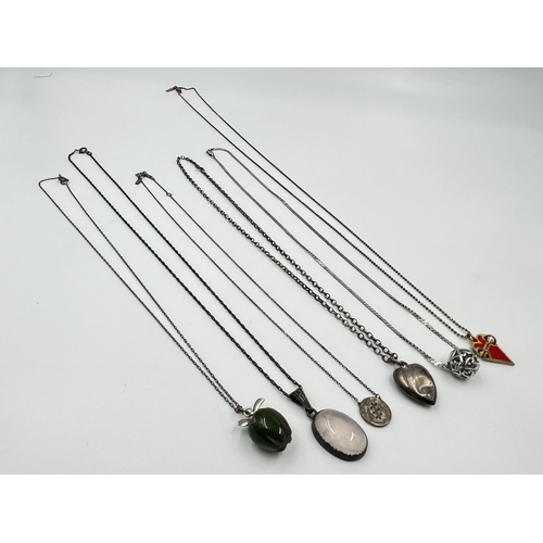 2085 - A collection of .925 silver pendant necklaces