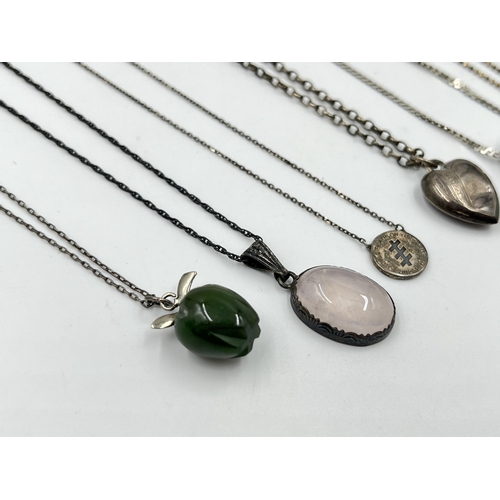 2085 - A collection of .925 silver pendant necklaces