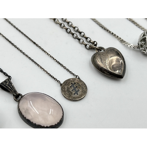 2085 - A collection of .925 silver pendant necklaces