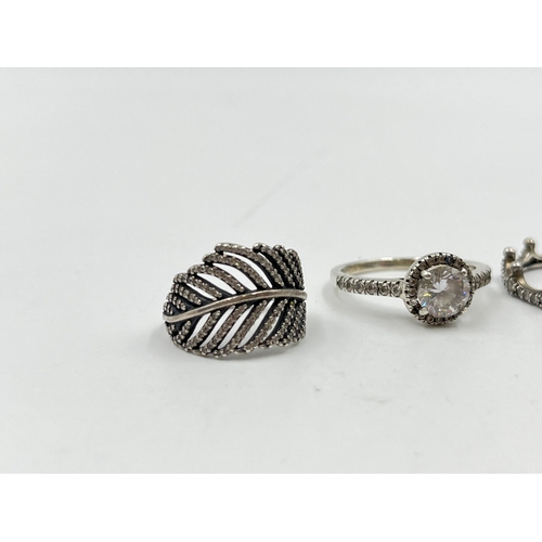 2092 - Five Pandora .925 silver dress rings - approx. gross weight 14g