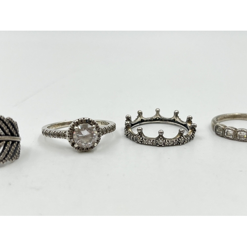 2092 - Five Pandora .925 silver dress rings - approx. gross weight 14g