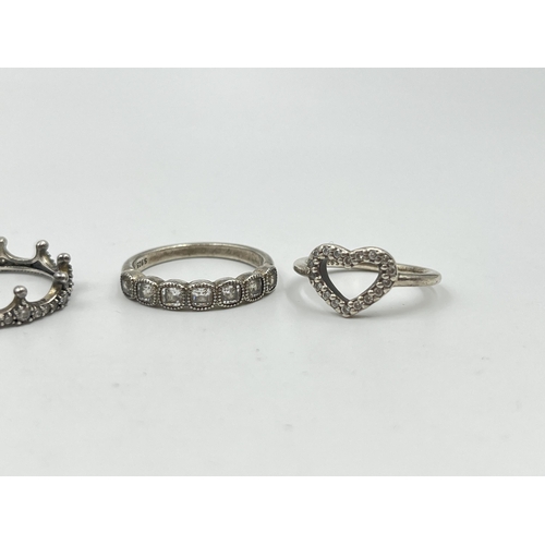 2092 - Five Pandora .925 silver dress rings - approx. gross weight 14g