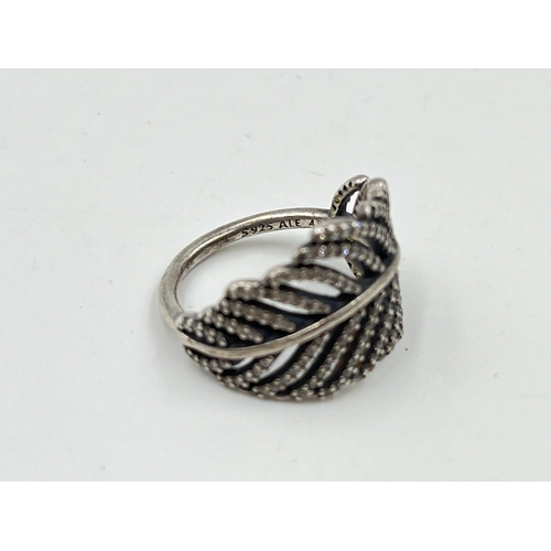 2092 - Five Pandora .925 silver dress rings - approx. gross weight 14g