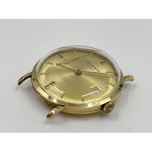 2173 - A 1970s Goodwin 25 jewels automatic men's wristwatch with 9ct gold case - approx. gross weight with ... 