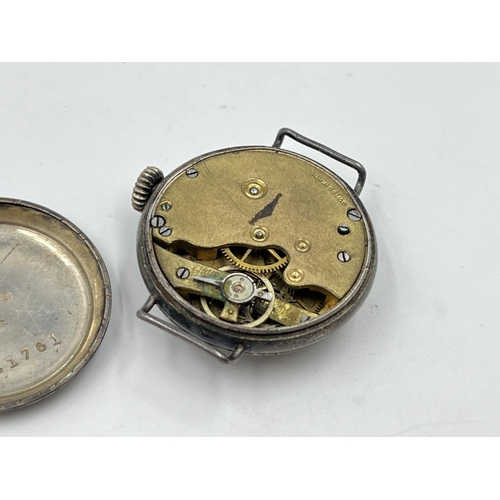 2175 - Two antique silver watches, one .935 Swiss open faced key wind pocket watch and one Medana .925 mech... 