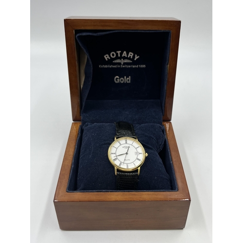 2180 - A boxed Rotary Elite 18ct gold quartz men's wristwatch - approx. gross weight with movement and stra... 