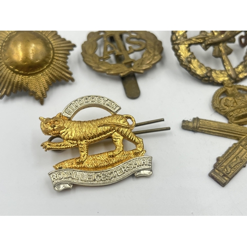 2240 - Ten military cap badges to include Royal Scots Greys Waterloo, Auxiliary Territorial Service, Southe... 