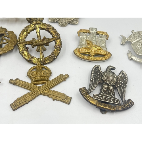 2240 - Ten military cap badges to include Royal Scots Greys Waterloo, Auxiliary Territorial Service, Southe... 