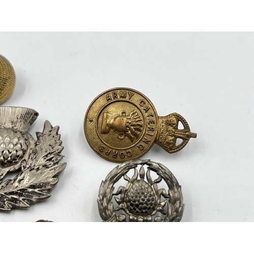 2243 - Ten military cap badges to include The Royal Sussex Regiment, Glider Pilot Regiment, Royal Engineers... 