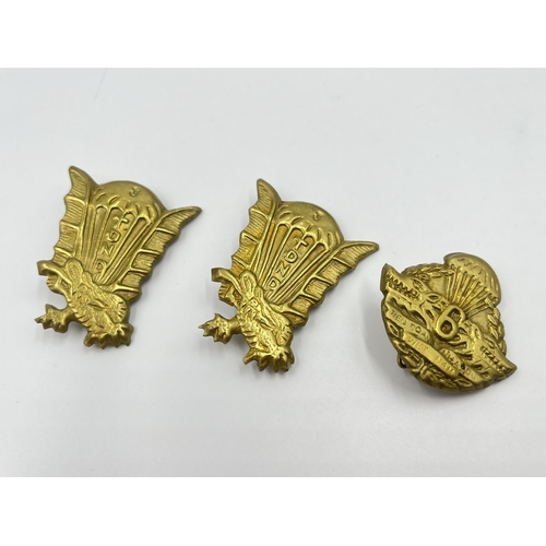 2258 - Three AVRN paratroopers cap badges, one 6th Airborne Vietnam and two 3rd Airborne