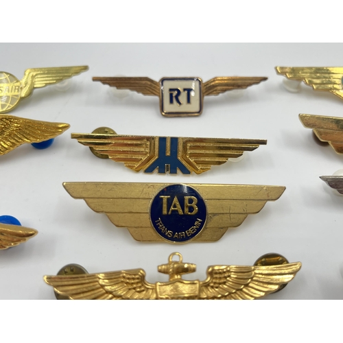 2259 - Eleven airline badges to include Trans Air Benin, Trans Air Congo etc.