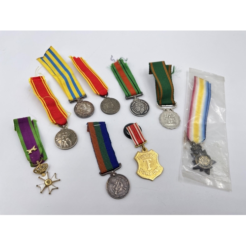 2264 - A collection of miniature medals to include For Exemplary Fire Service, The Defence Medal, Korea etc... 