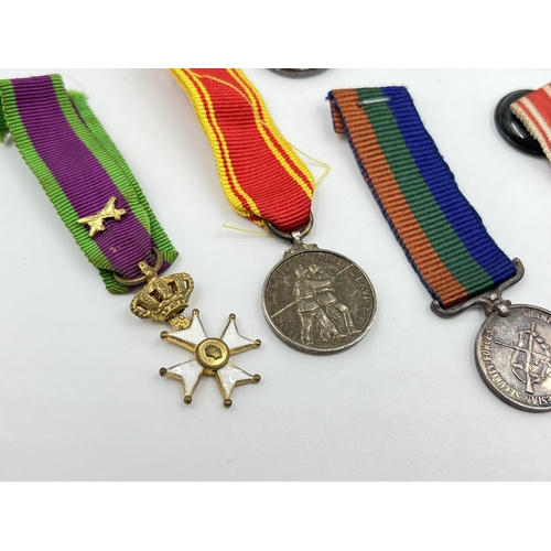 2264 - A collection of miniature medals to include For Exemplary Fire Service, The Defence Medal, Korea etc... 