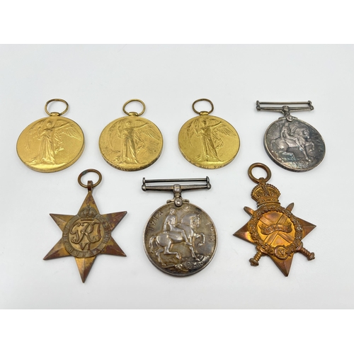 2265 - Seven WWI medals, one War presented to 15667 PTE. H. Johnson L. N. Lan. R., one Victory presented to... 