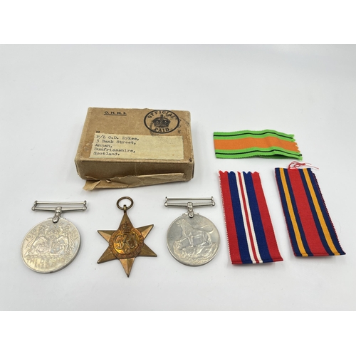 2266 - Three WWII medals, one The Defence Medal, one War and one The Burma Star