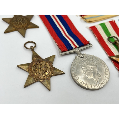 2268 - Five WWII medals, War, The Italy Star, The Atlantic star, The 1939-1945 star and the Africa star wit... 