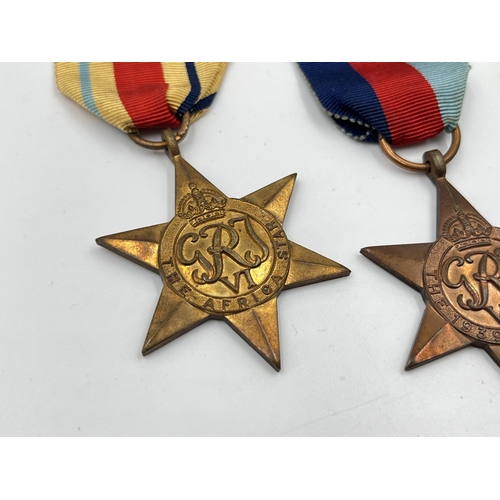 2270 - Five WWII medals, The Defence, War, The 1939-1945 Star, The Africa Star and The Italy Star with docu... 