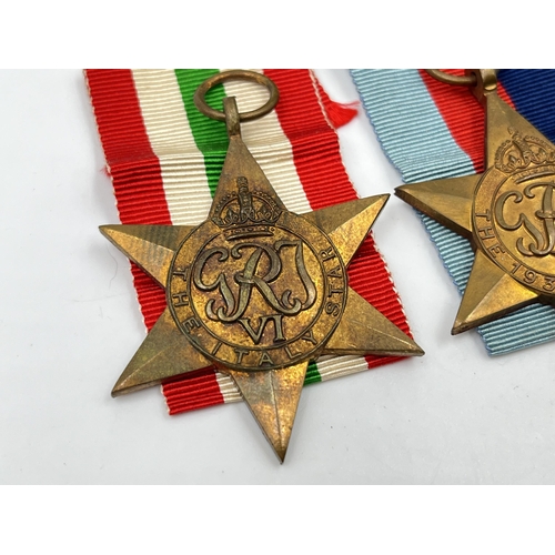 2272 - Three WWII medals, War, The 1939-1945 Star and The Italy Star with box