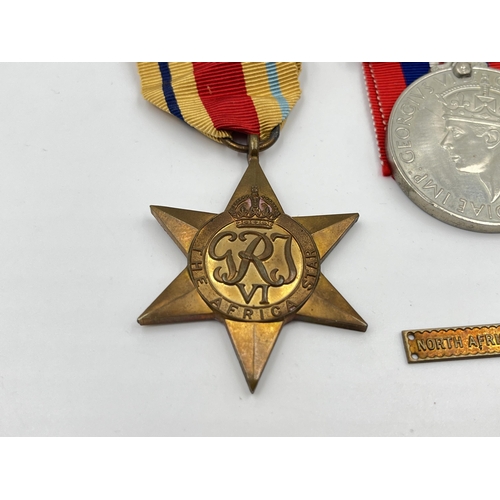 2273 - Four WWII medals, The 1939-1945 Star, War, The Africa Star and The Italy Star with box