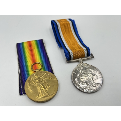 2283 - A boxed WWI medal pair issued to PTE. Herbert. Smith Durh.L.I, one Victory and one War with original... 