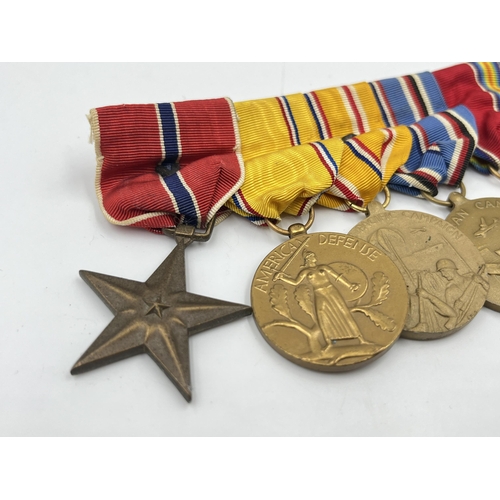 2286 - A WWII USA medal group comprising Korea Service, Victory, American Campaign, Asiatic Pacific Campaig... 