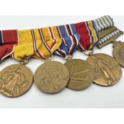 2286 - A WWII USA medal group comprising Korea Service, Victory, American Campaign, Asiatic Pacific Campaig... 