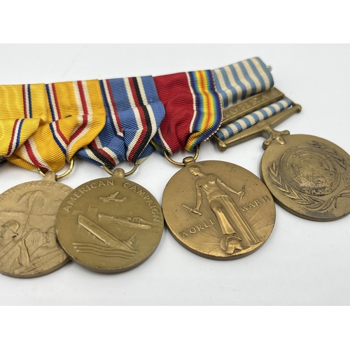 2286 - A WWII USA medal group comprising Korea Service, Victory, American Campaign, Asiatic Pacific Campaig... 