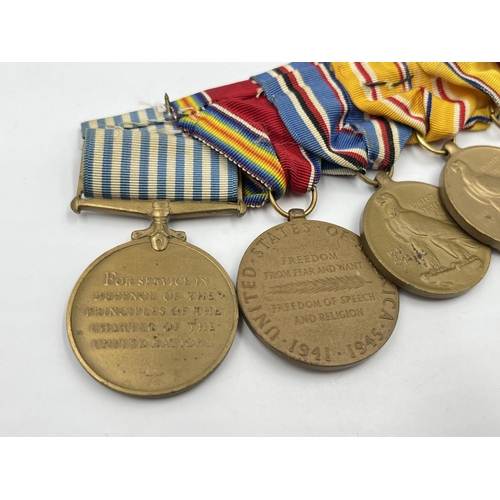 2286 - A WWII USA medal group comprising Korea Service, Victory, American Campaign, Asiatic Pacific Campaig... 