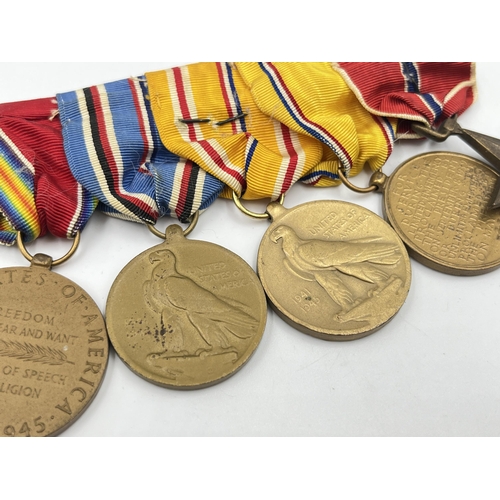 2286 - A WWII USA medal group comprising Korea Service, Victory, American Campaign, Asiatic Pacific Campaig... 