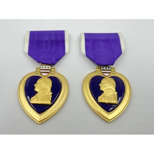 2288 - Two Purple Heart For Military Merit medals