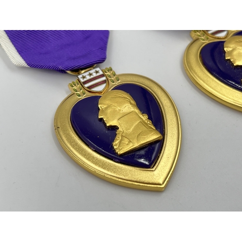 2288 - Two Purple Heart For Military Merit medals