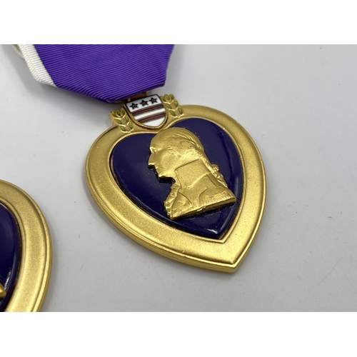 2288 - Two Purple Heart For Military Merit medals