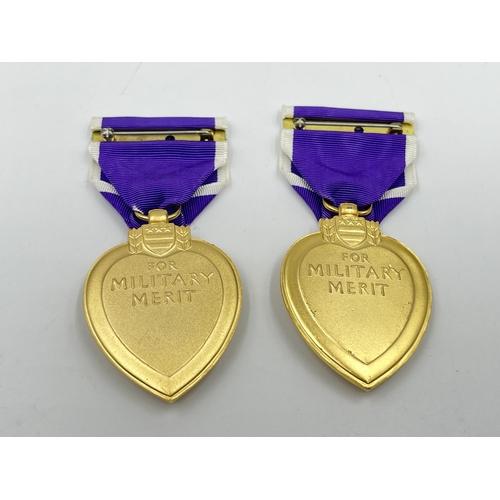 2288 - Two Purple Heart For Military Merit medals