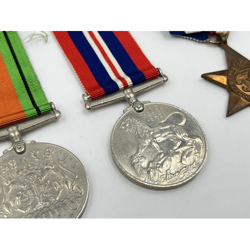 2292 - Five WWII medals, General Service with Palestine 1945-48 clasp presented to 3321125 PTE. S. Schofiel... 