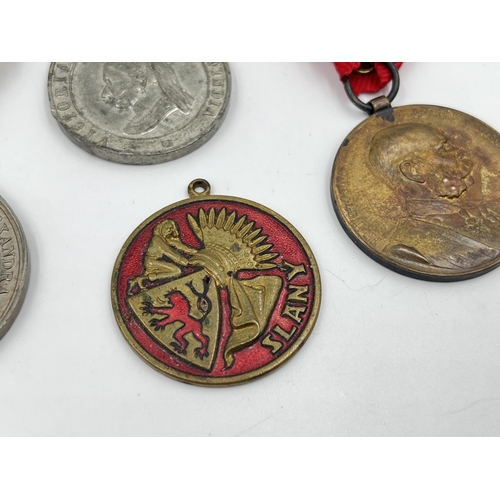 2299 - Four medals to include 1898 Jubilee medal commemorating Franz Joseph I, 1902 Edward VII and Queen Al... 