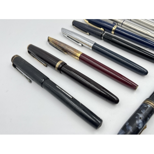 2335 - Ten writing instruments to include Conway Stewart fountain pen with 14ct gold nib, Parker fountain p... 