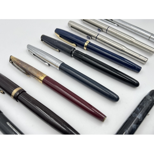 2335 - Ten writing instruments to include Conway Stewart fountain pen with 14ct gold nib, Parker fountain p... 