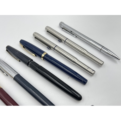 2335 - Ten writing instruments to include Conway Stewart fountain pen with 14ct gold nib, Parker fountain p... 