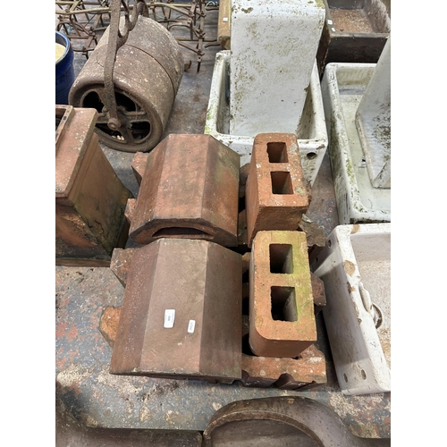 938 - Twelve Victorian terracotta coping bricks