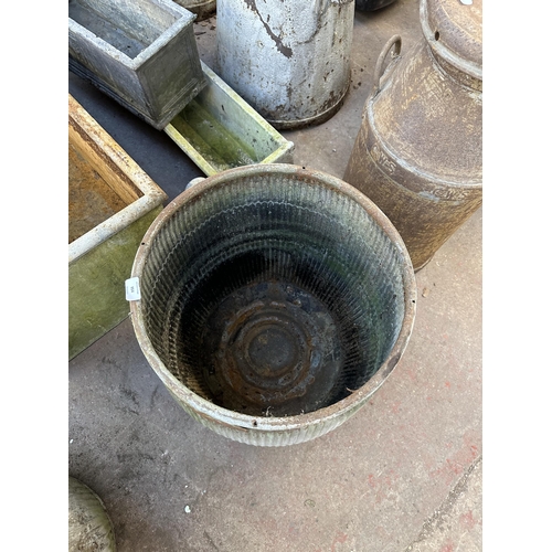 954 - A vintage galvanised dolly tub - approx. 52cm high x 44cm diameter