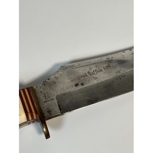 2334 - A vintage Solingen Boy Scouts original buffalo skinner with sheath - approx. 36cm long