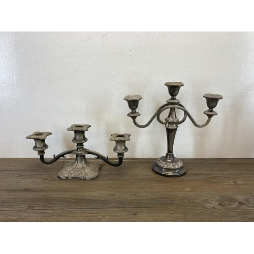 450 - A collection of vintage metalware to include a pair of 19th century style brass candlesticks - appro... 